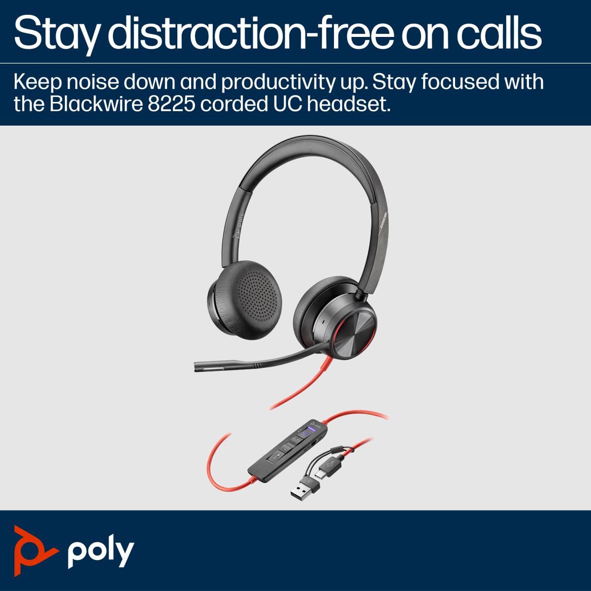 Headset Blackwire 8225-m - USB-C - USB-C/A Adapter