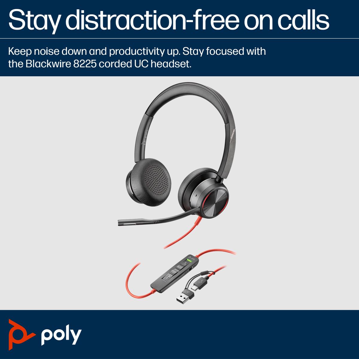Headset Blackwire 8225-m - USB-C - USB-C/A Adapter