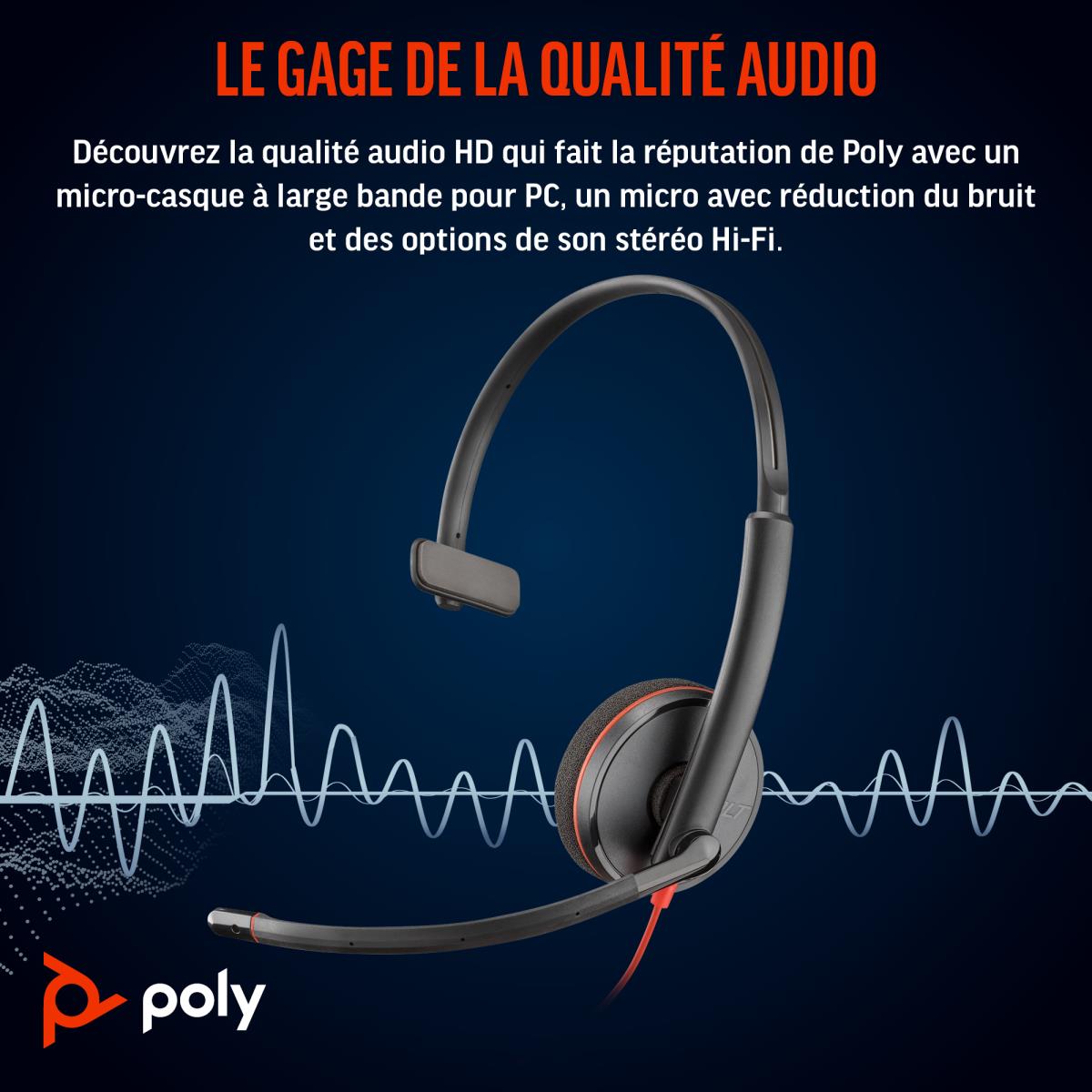 Headset Blackwire 3210 - Monaural - USB-C - USB-C/A Adapter