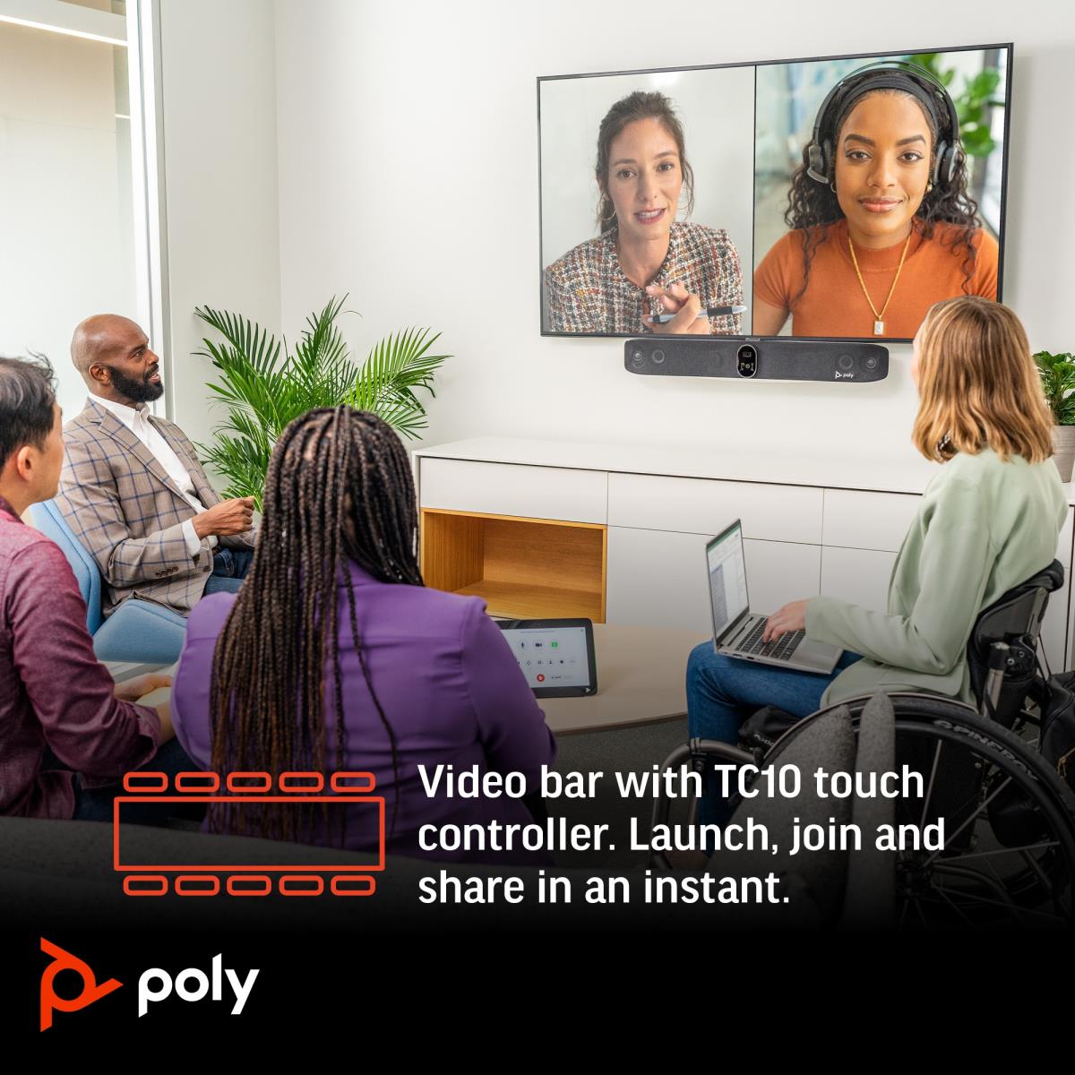 Poly Studio X70 All-In-One Video Bar with TC10 Controller Kit