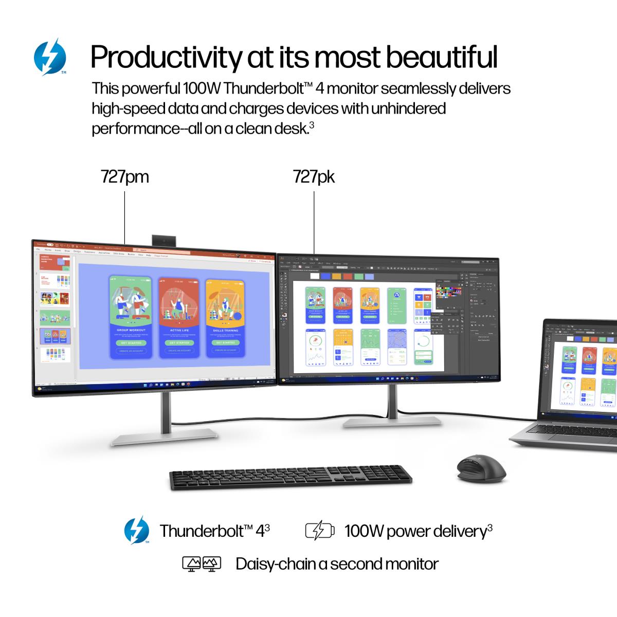 Desktop Monitor w/Thunderbolt 4 - Series 7 Pro 727pk - 27in - 3840x2160 (4K UHD) - IPS