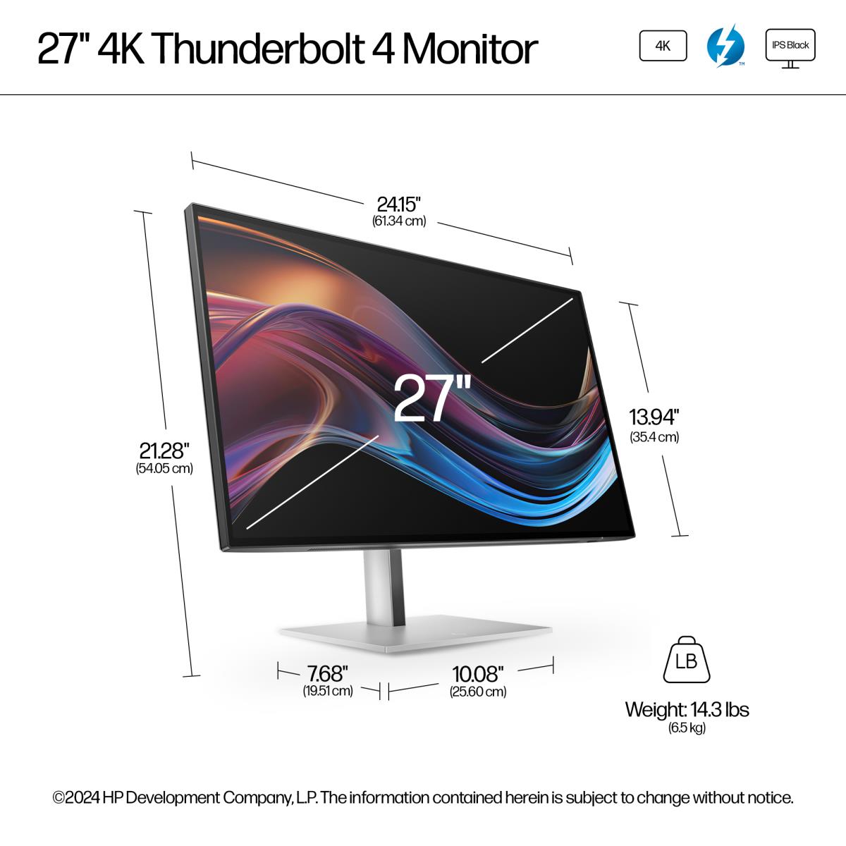 Desktop Monitor w/Thunderbolt 4 - Series 7 Pro 727pk - 27in - 3840x2160 (4K UHD) - IPS