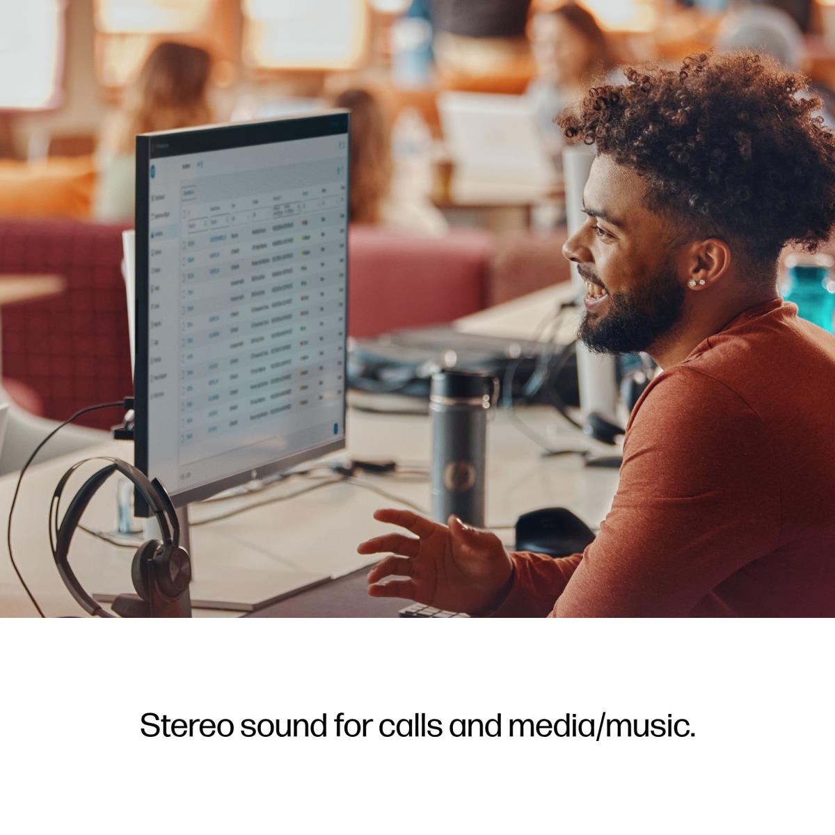 Headset Voyager Focus 2 Microsoft - Stereo - Bluetooth/USB-C - USB-C/A Adapter + Charging Stand