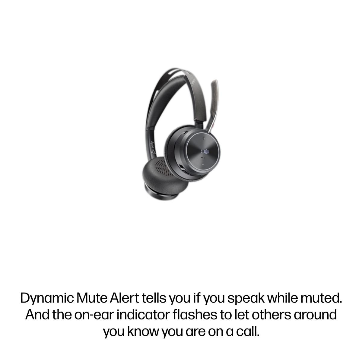 Headset Voyager Focus 2 Microsoft - Stereo - Bluetooth/USB-C - USB-C/A Adapter + Charging Stand
