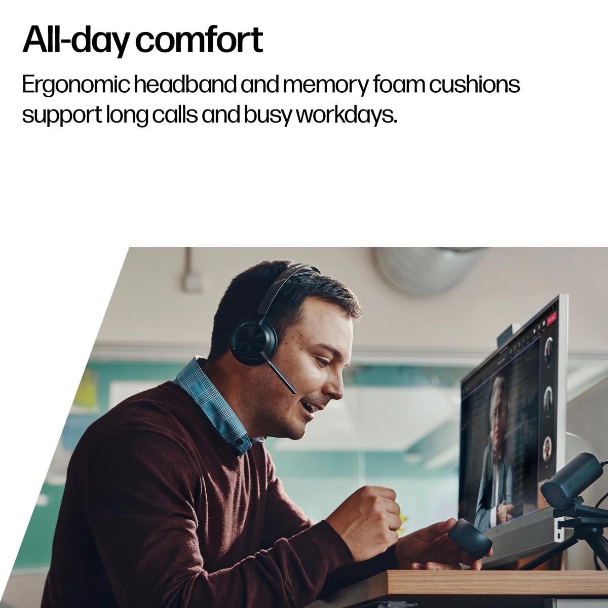 Headset Voyager Focus 2 Microsoft - Stereo - Bluetooth/USB-C - USB-C/A Adapter + Charging Stand