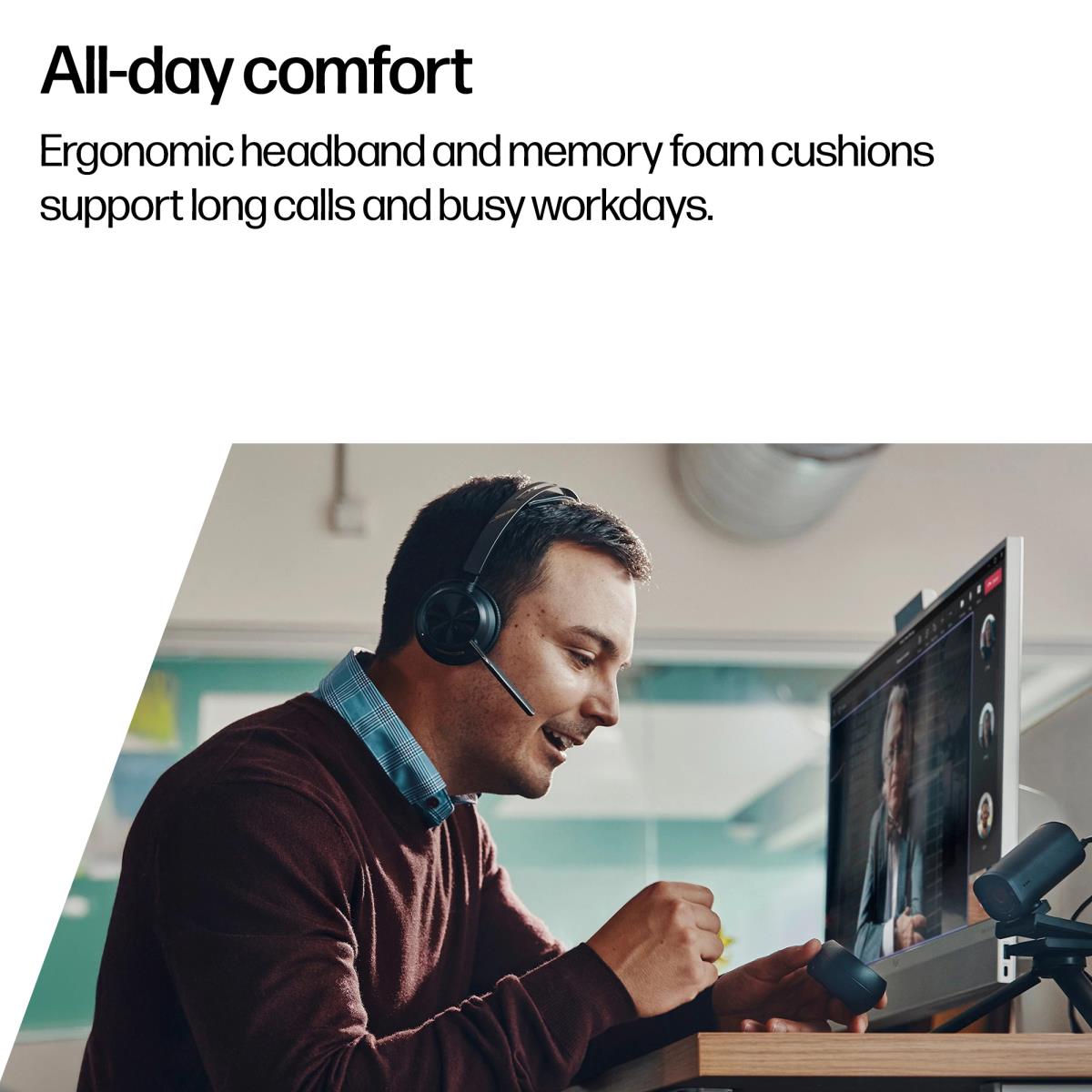 Headset Voyager Focus 2 - Stereo - Bluetooth/USB-C - USB-C/A Adapter + Charging Stand