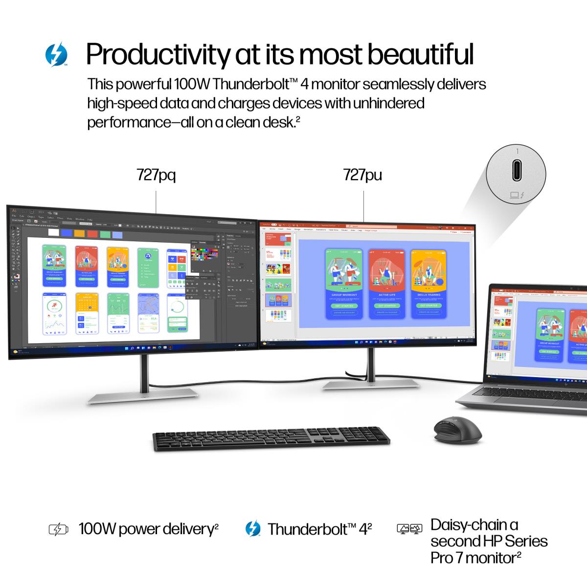 Desktop Monitor w/Thunderbolt 4 - Series 7 Pro 727pu - 27in - 2560x1440 (QHD)