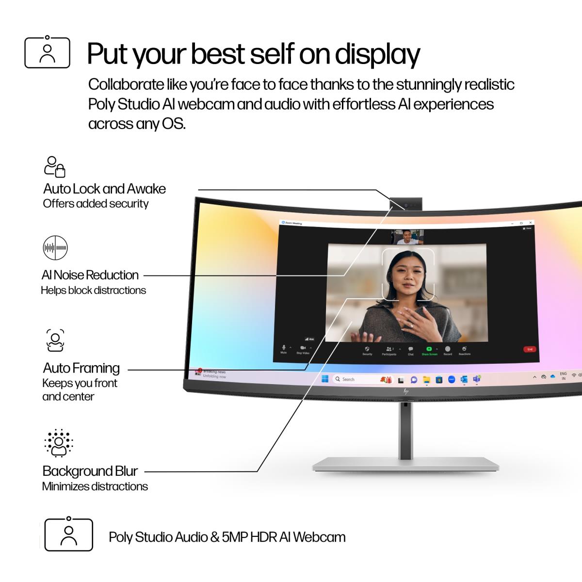 Curved Conferencing Monitor - Series 7 Pro 734pm - 34in - 3440x1440 (WQHD) - IPS