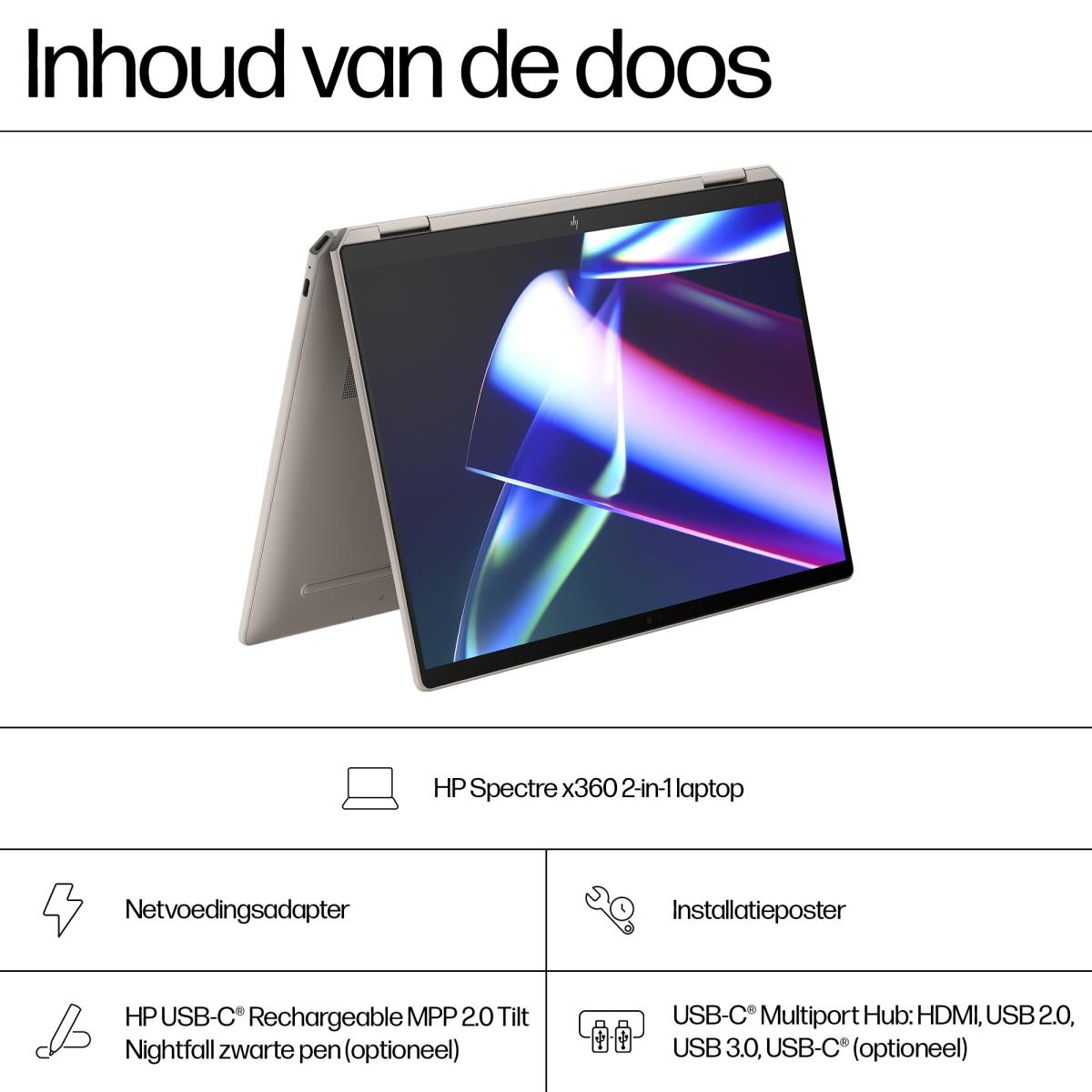 Spectre x360 14-eu0635nd - Core Ultra 7 155H - 16GB RAM - 1TB SSD - Win11 Home - Qwerty US/Int'l