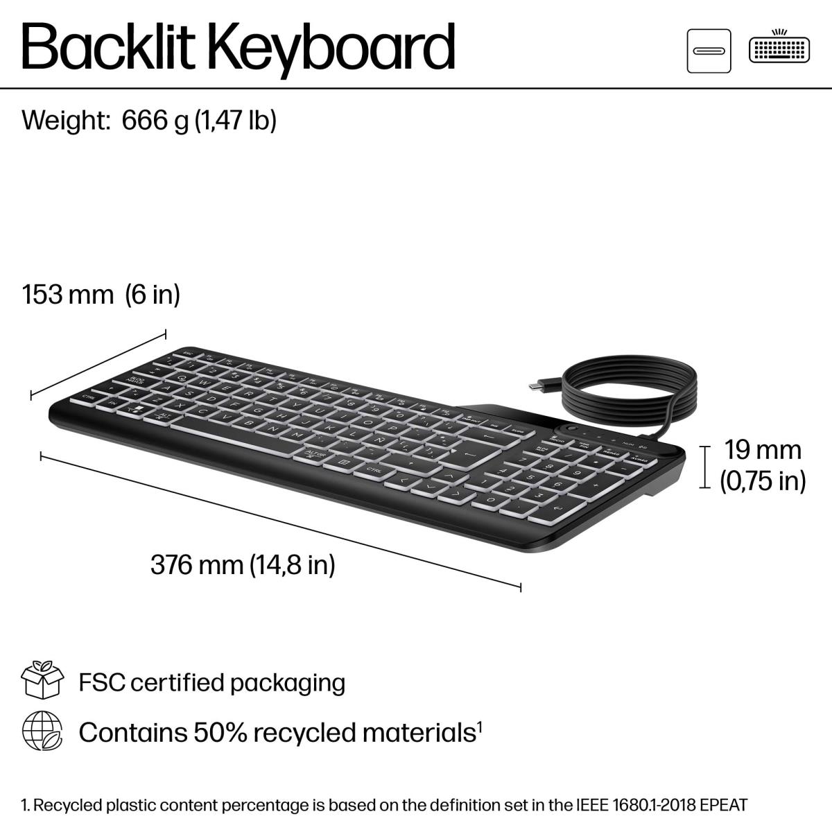 Wired Keyboard 400 - Backlit - Azerty Belgian