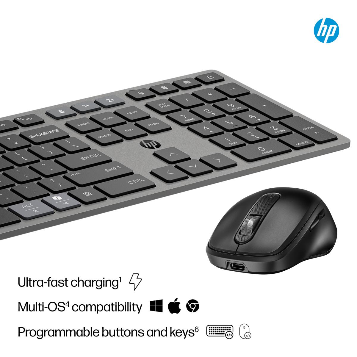Multi-Device Rechargeable Wireless Keyboard and Mouse Combo 725 - Qwerty UK