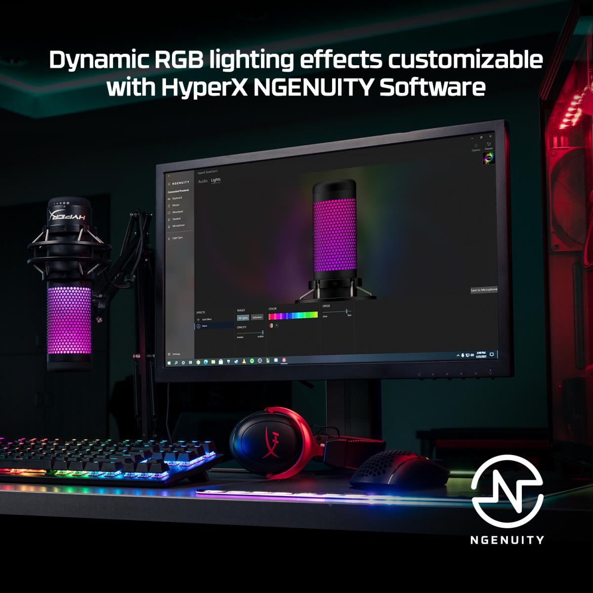 HyperX QuadCast S - USB Microphone - RGB Lighting - Black/Grey