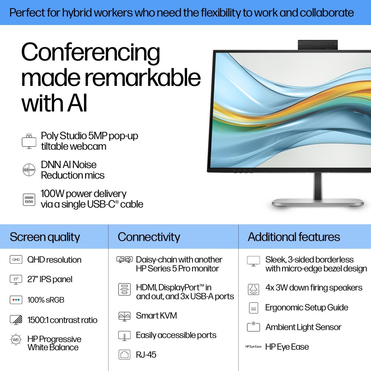 Conferencing USB-C Monitor - Series 5 Pro 527pm - 27in - 2560x1440 (QHD)