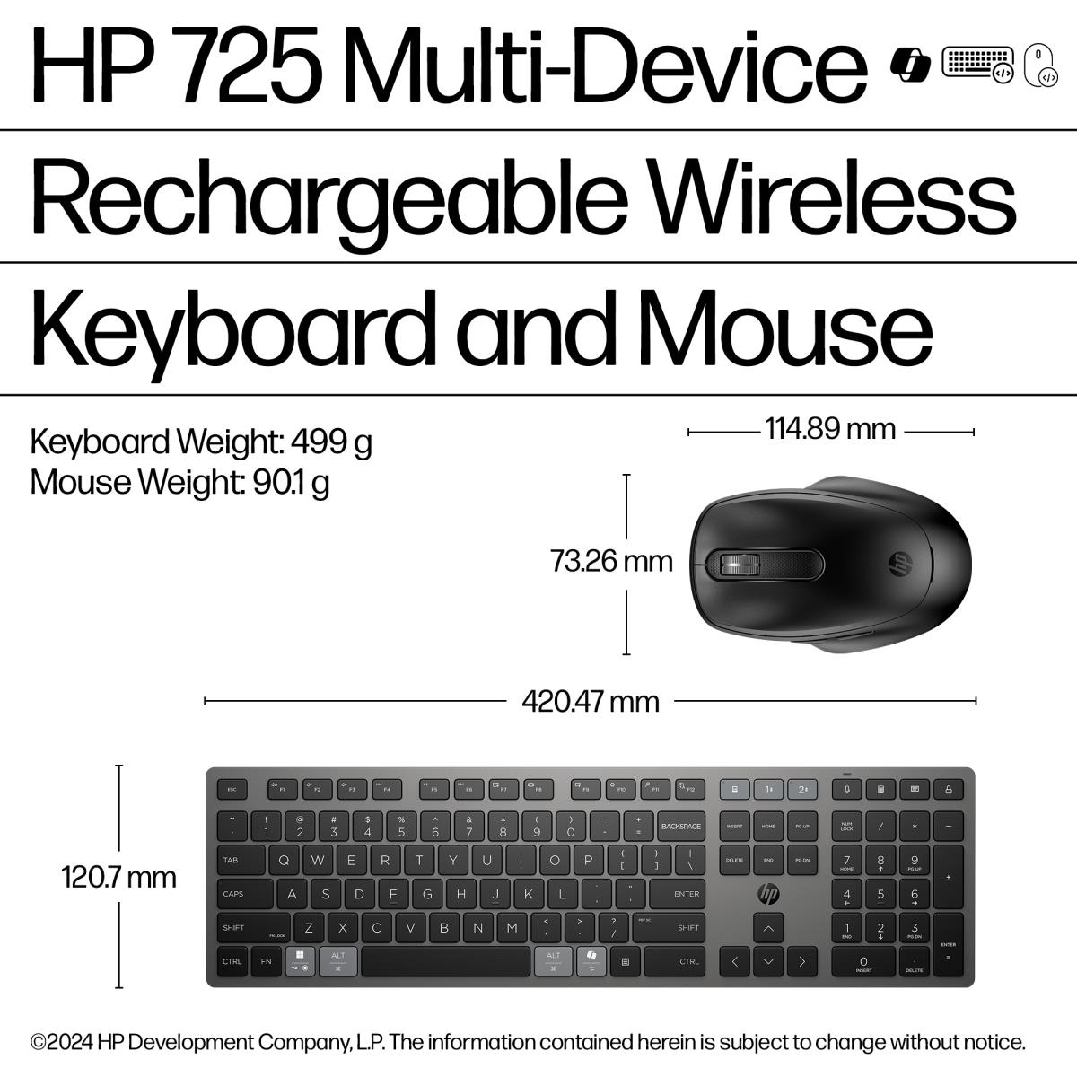 Multi-Device Rechargeable Wireless Keyboard and Mouse Combo 725 - Qwertzu Swiss-Lux