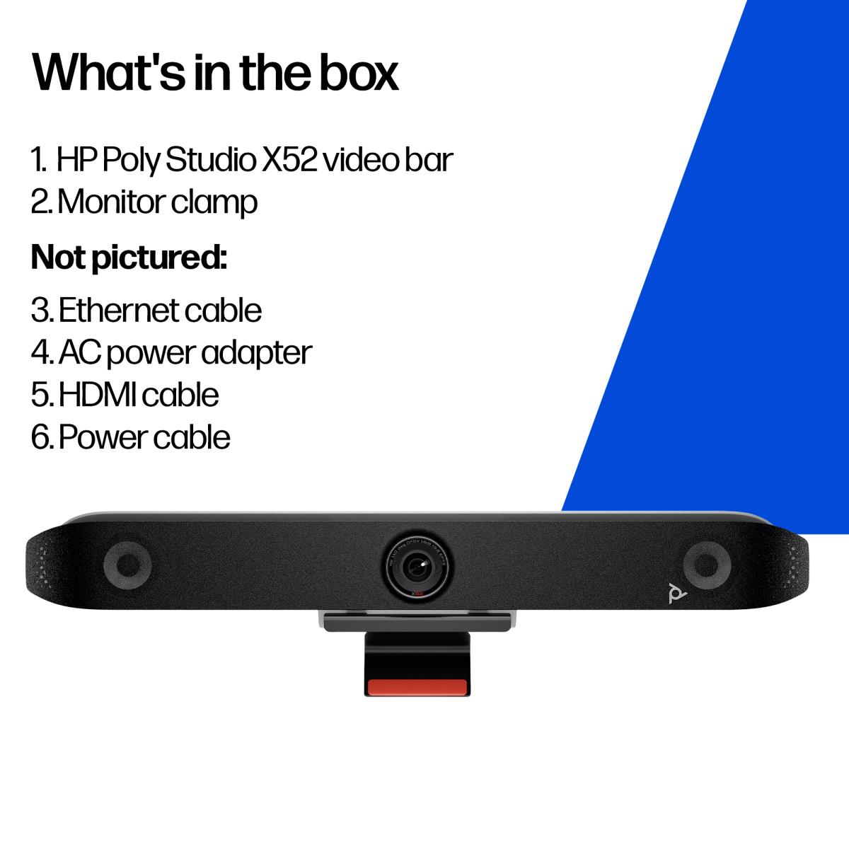 Poly Studio X52 All-In-One Video Bar No Power Cord GSA/TAA