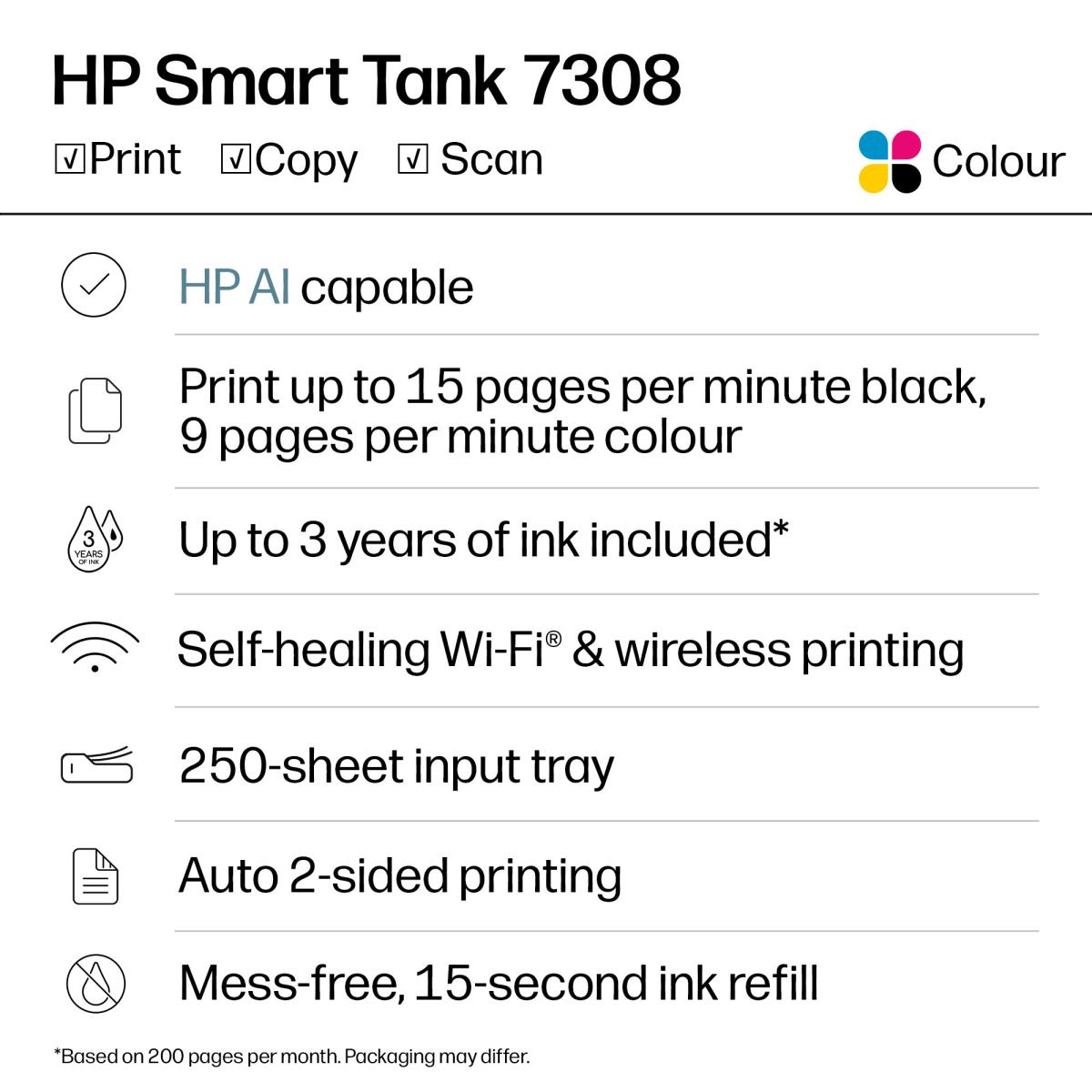 Smart Tank 7308 - All-in-One Printer - Inkjet - A4 - USB / Wi-Fi / Ethernet
