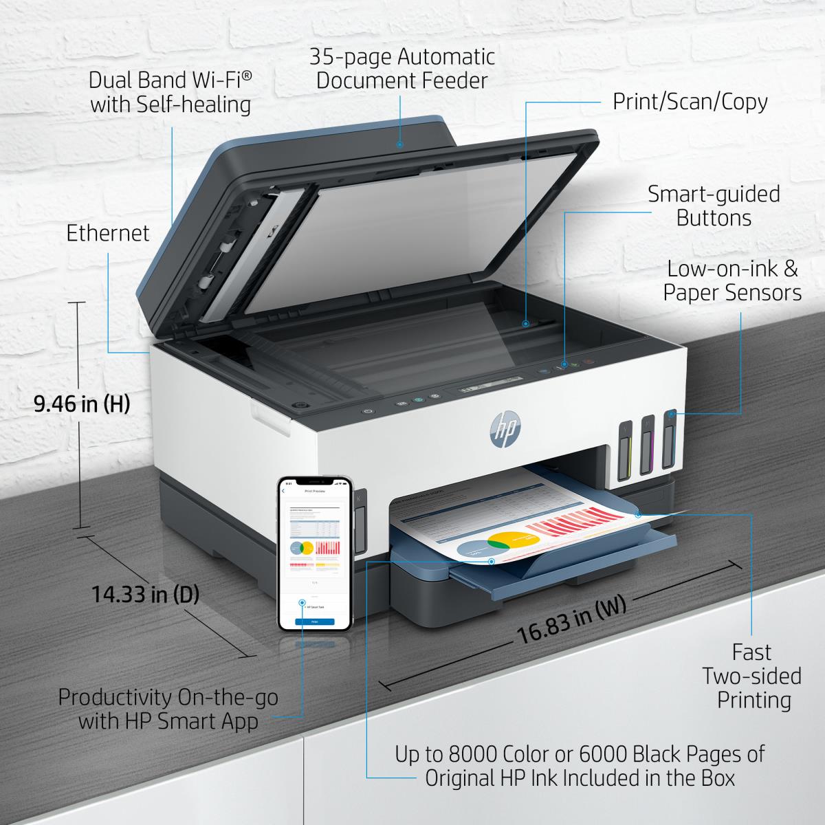 Smart Tank 7308 - All-in-One Printer - Inkjet - A4 - USB / Wi-Fi / Ethernet