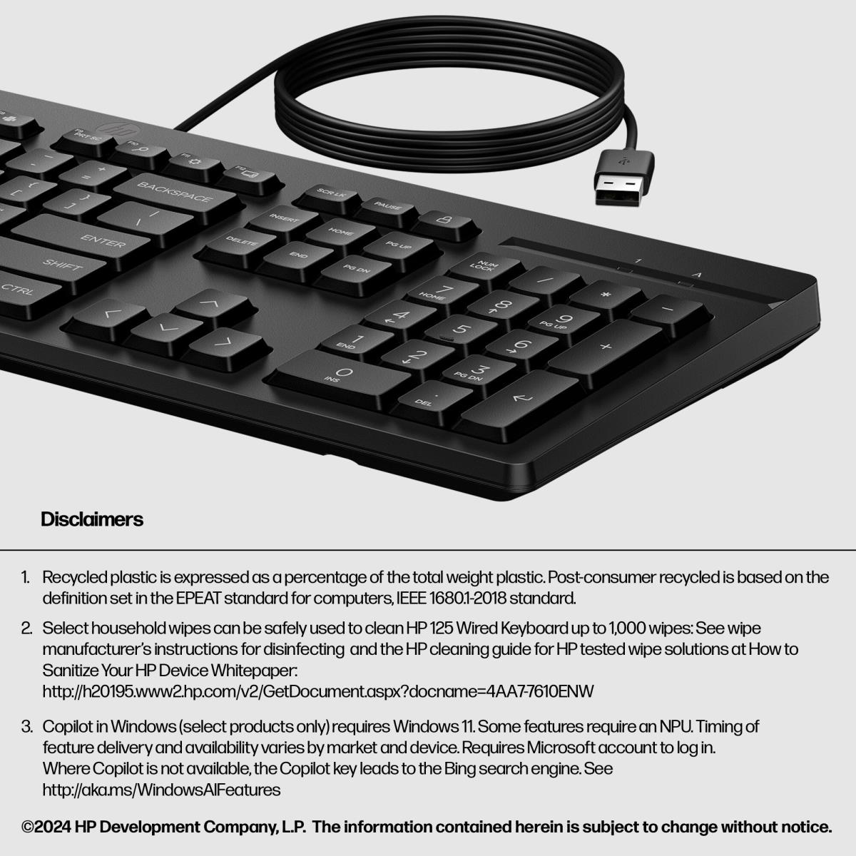 Wired Keyboard 125 - Black - Azerty Belgian - Bulk