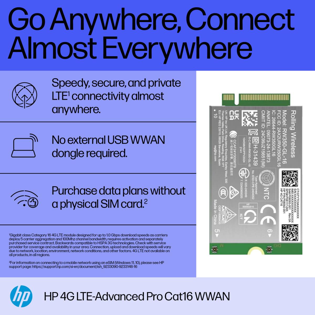 4G LTE-Advanced Pro Cat19 WWAN
