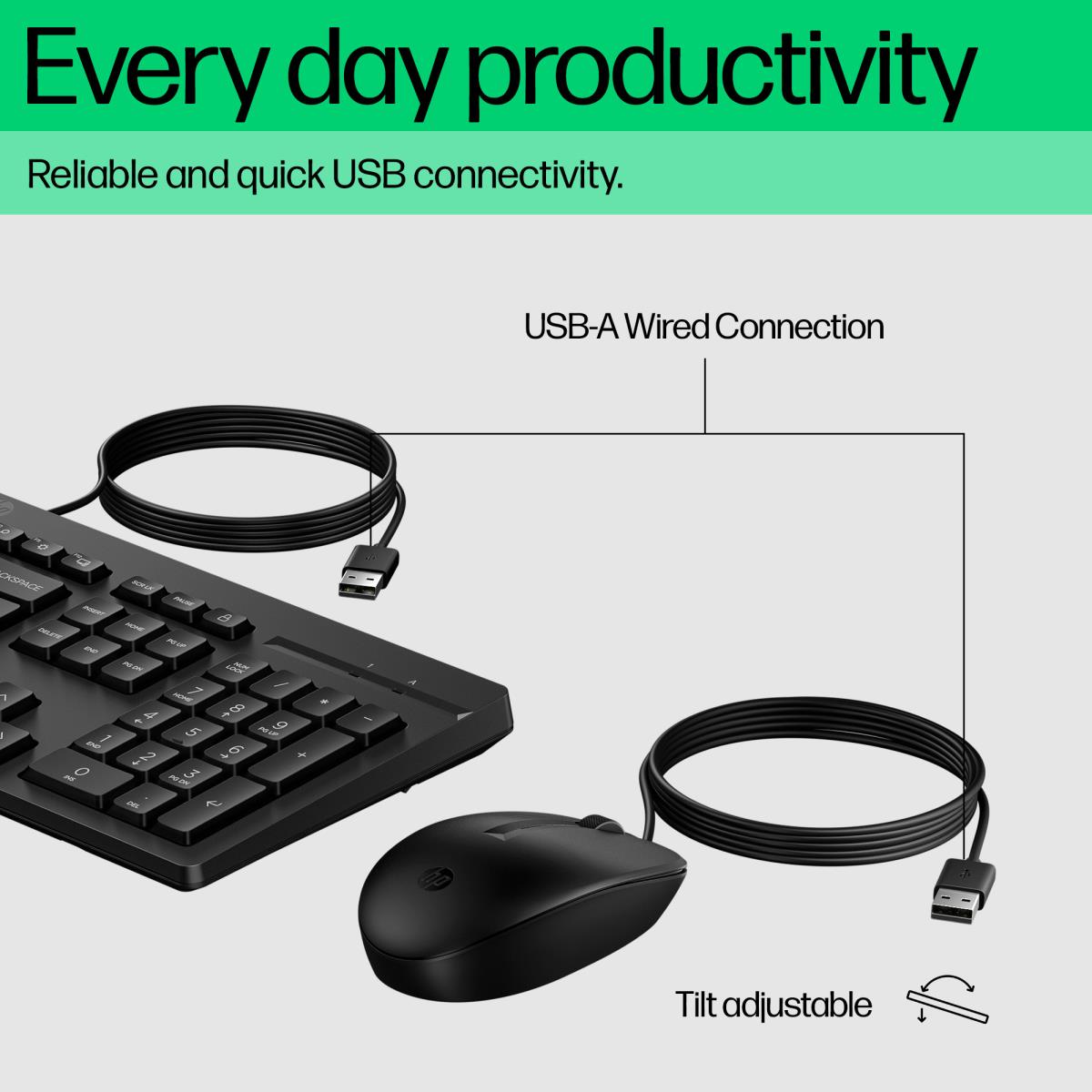 Wired Keyboard and Mouse Combo 225 - Black - Qwerty Int'l