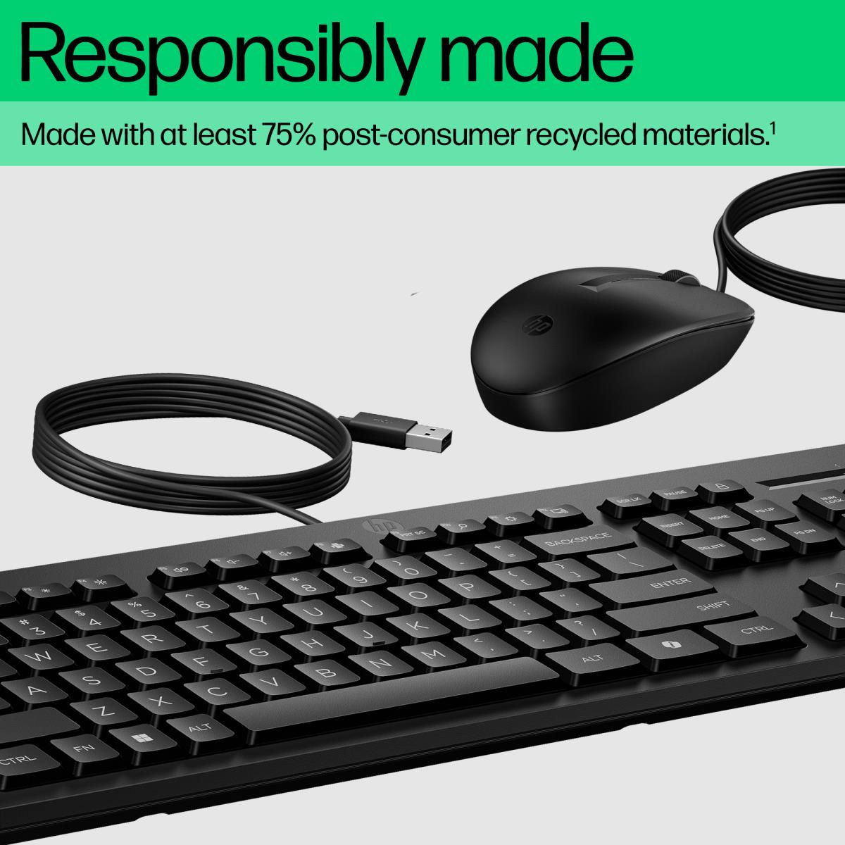 Wired Keyboard and Mouse Combo 225 - Black - Qwerty Int'l