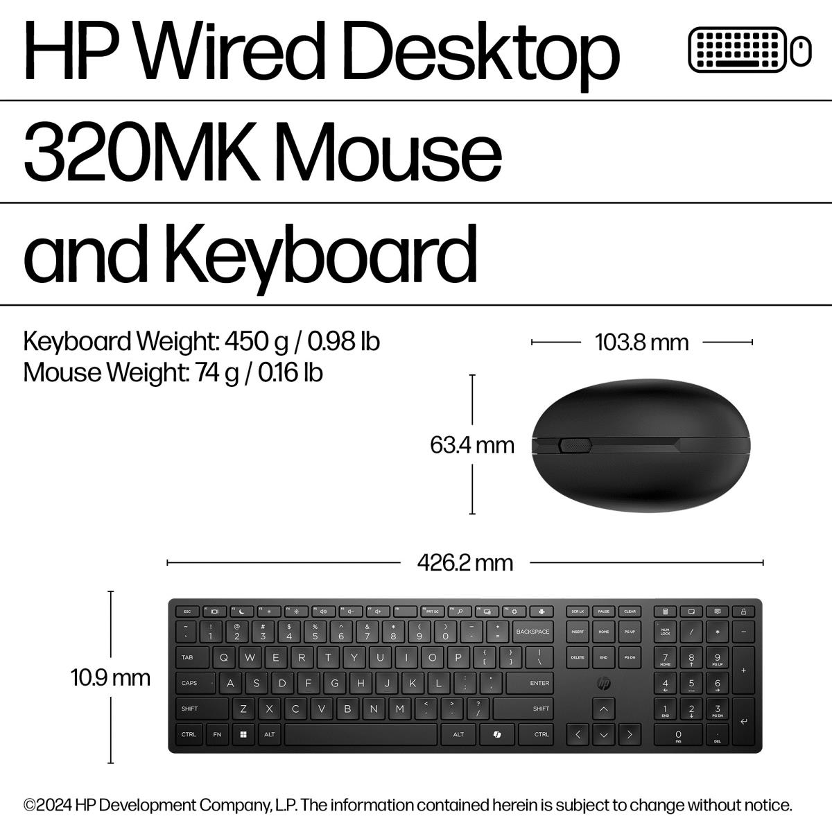 Wired Desktop 320MK Keyboard and Mouse - Qwertzu Hungary