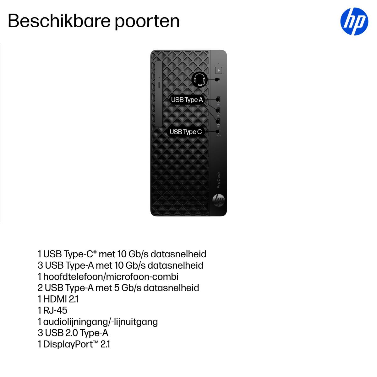 ProDesk 4 Tower G1I AI - Core Ultra 5 235 - 16GB RAM - 512GB SSD - Win11 Pro - Azerty Belgian