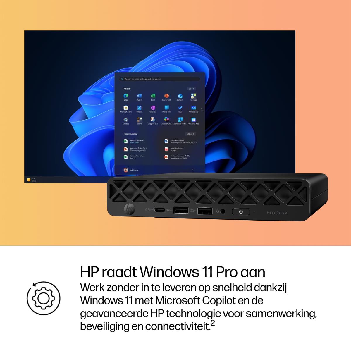 ProDesk 4 Mini G1i AI - Core Ultra 5 235T - 16GB RAM - 512GB SSD - Win11 Pro - Azerty Belgian