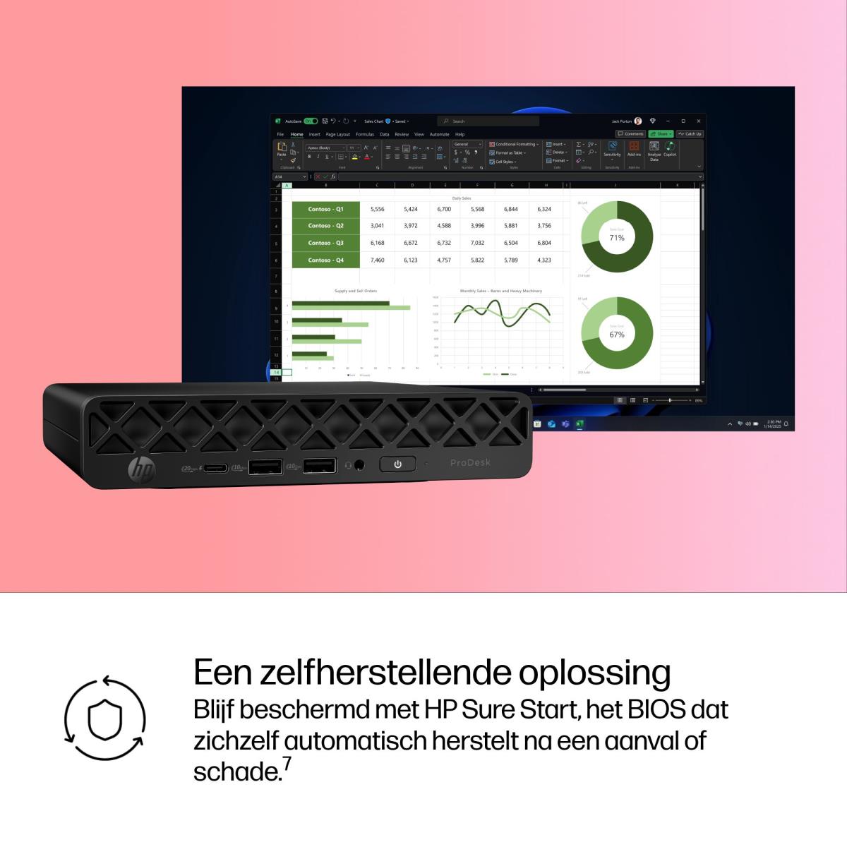 ProDesk 4 Mini G1i AI - Core Ultra 5 235T - 16GB RAM - 512GB SSD - Win11 Pro - Azerty Belgian
