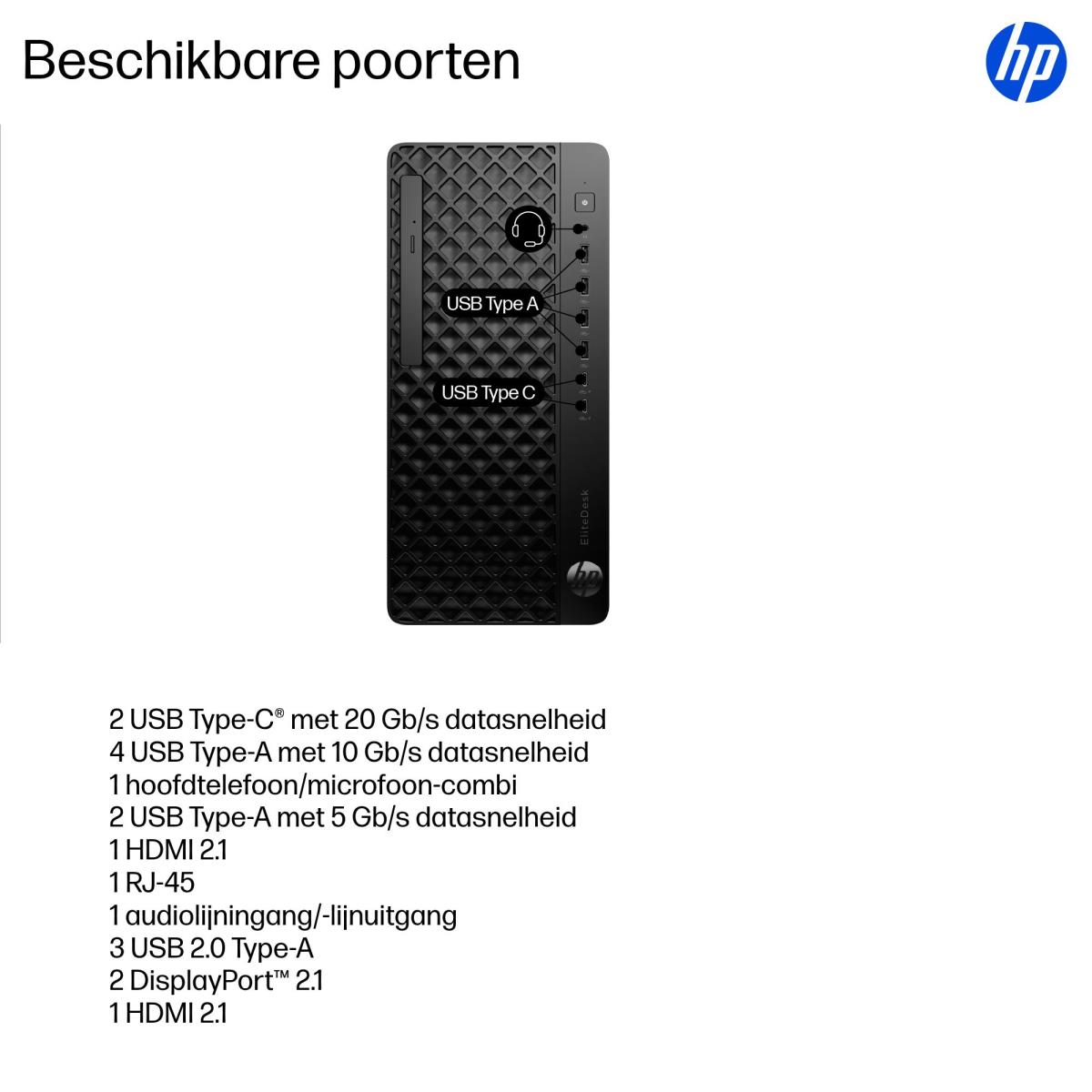 EliteDesk 8 Tower G1i AI - Core Ultra 7 265 - 16GB RAM - 512GB SSD - 2TB HDD - Win11 Pro - Qwertzu Swiss-Lux