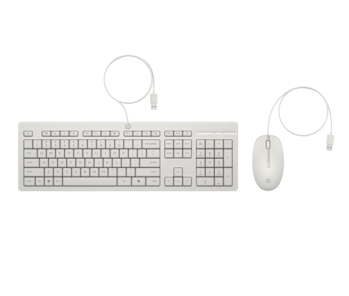 Wired Keyboard and Mouse 225 - White - Qwerty Int'l