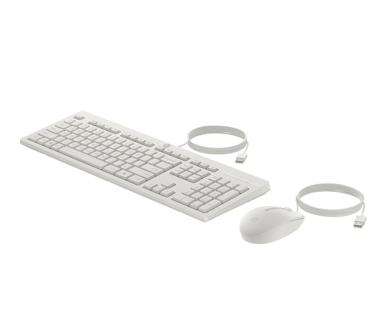 Wired Keyboard and Mouse 225 - White - Qwerty Int'l