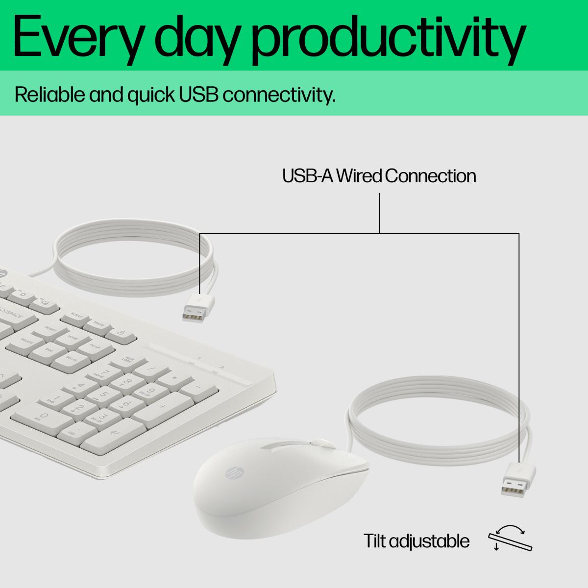 Wired Keyboard and Mouse 225 - White - Qwerty Int'l