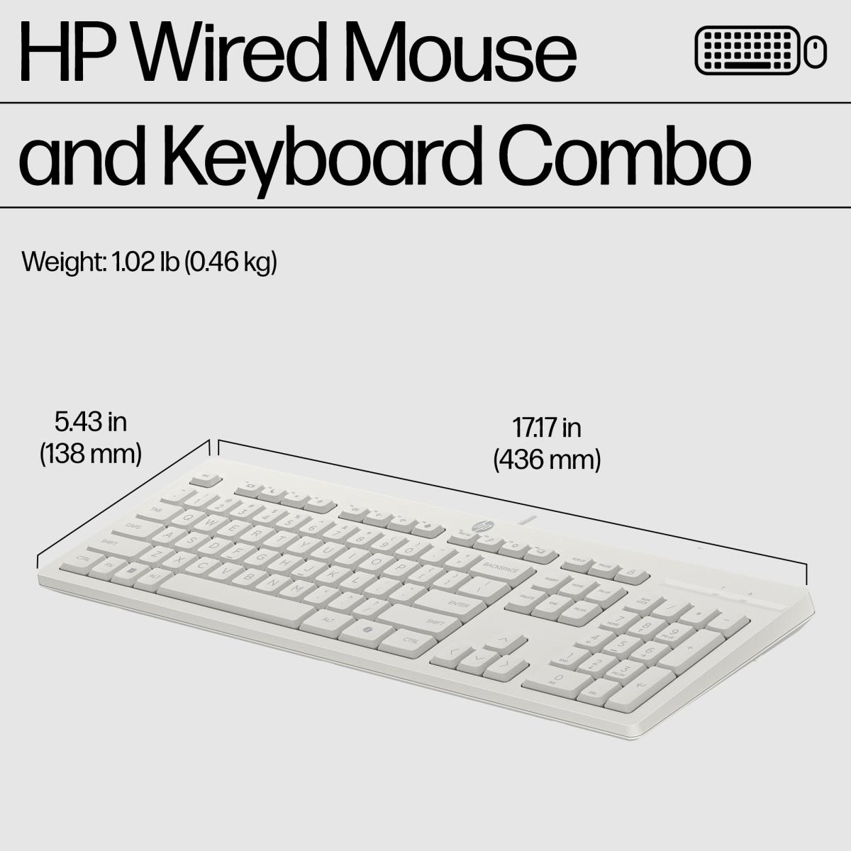 Wired Keyboard and Mouse 225 - White - Qwerty Int'l