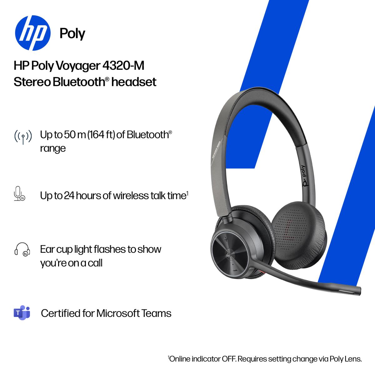 Poly Voyager 4320-M + USB-A to USB-C Cable + BT700 dongle