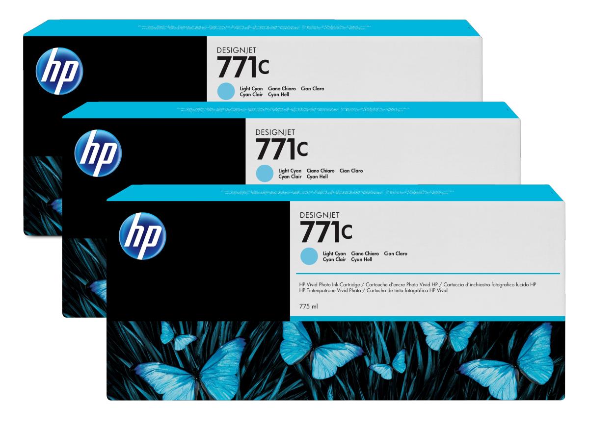 Ink Cartridge - No 771c - 775ml  - Light Cyan - 3 Pack