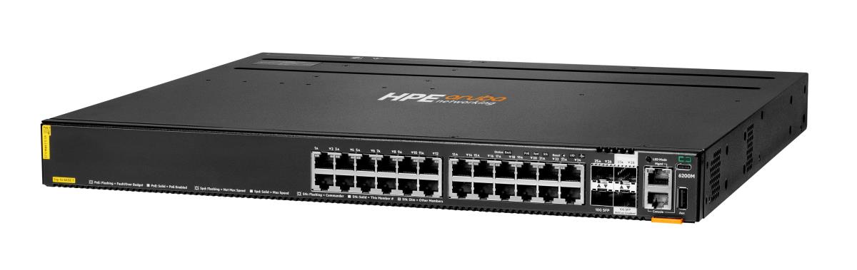 Aruba 6200M 24G Class4 PoE 4SFP+ Switch, 24x ports 10/100/1000BASE-T Class 4 PoE Ports