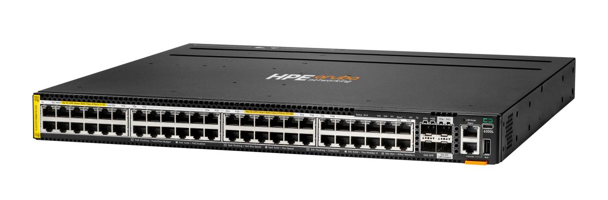 HPE ANW 6300L 48p Smart Rate 100M/1G/2.5G/5G Class6/8 2p SFP56 50G 2p SFP+ 1G/10G LRM Layer2 Sw
