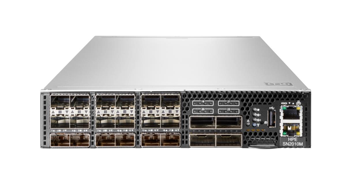 HPE 25GbE 18SFP28 4QSFP28 Power to Connector Airflow Half Width Switch SN2010M with NVIDIA Cumulus