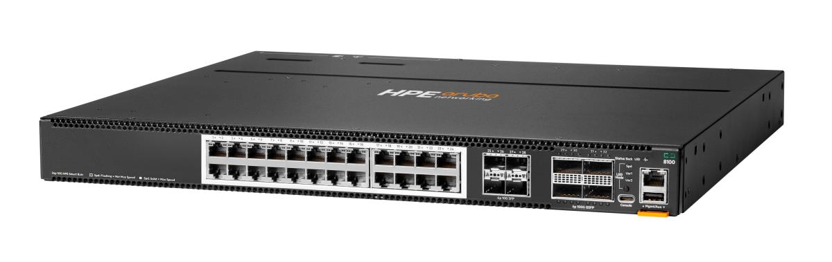 Aruba Networking CX 8100 24x10G Base-T 4x10G SFP+ 4x40/100G QSFP28 FB 3Fan 2AC PSU Switch Bundle