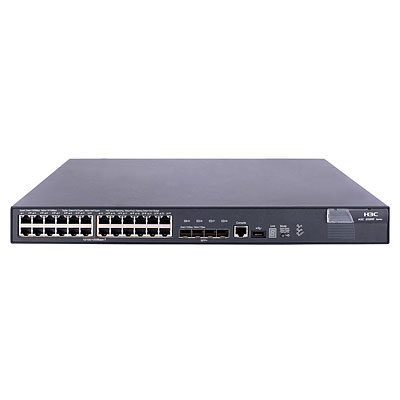 Switch A5800-24G-PoE, 24 RJ-45 autosensing 10/100/1000 ports, 4 fixed 1000/10000 SFP+ ports