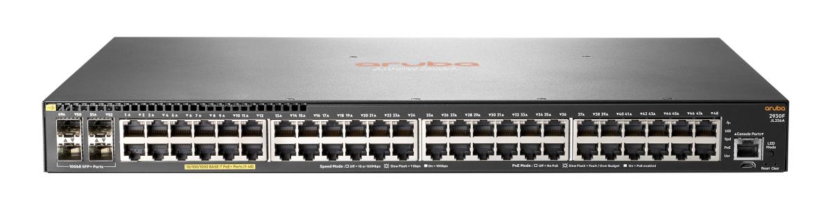 Aruba 2930F 48G PoE+ 4SFP+ Switch, (48) RJ-45 autosensing 10/100/1000 PoE+ ports