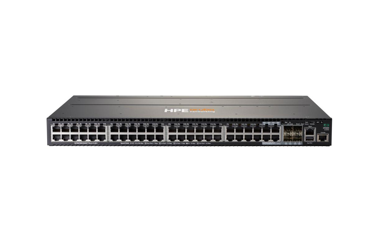 Aruba 2930M 48G 1-slot Switch, (44) RJ-45 autosensing 10/100/1000 ports, (4) Dual Personality 10/100/1000 BASE-T Ports
