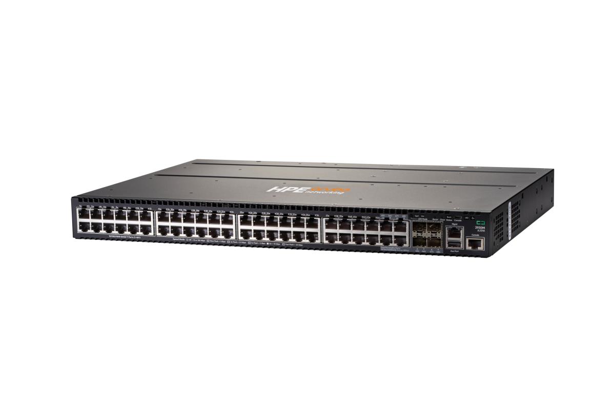 Aruba 2930M 48G 1-slot Switch, (44) RJ-45 autosensing 10/100/1000 ports, (4) Dual Personality 10/100/1000 BASE-T Ports