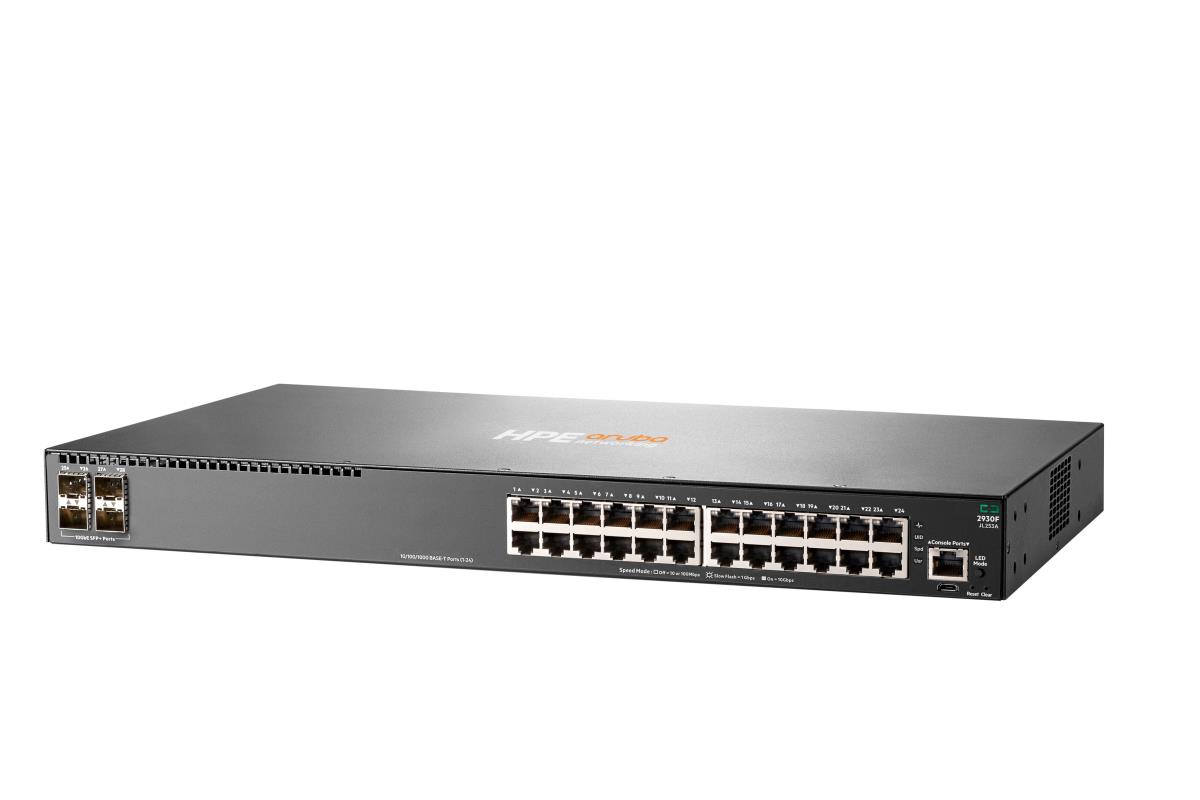Aruba 2930F 24G 4SFP Switch, 24) RJ-45 autosensing 10/100/1000 ports