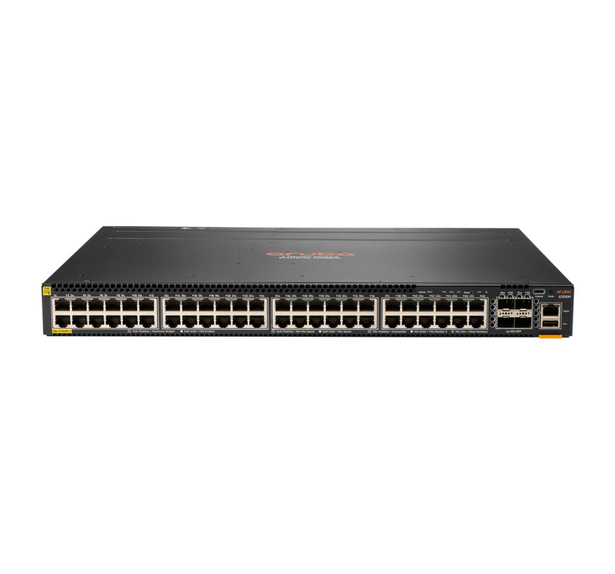 Aruba 6300M 48-port 1GbE Class 4 PoE and 4-port SFP56 Switch