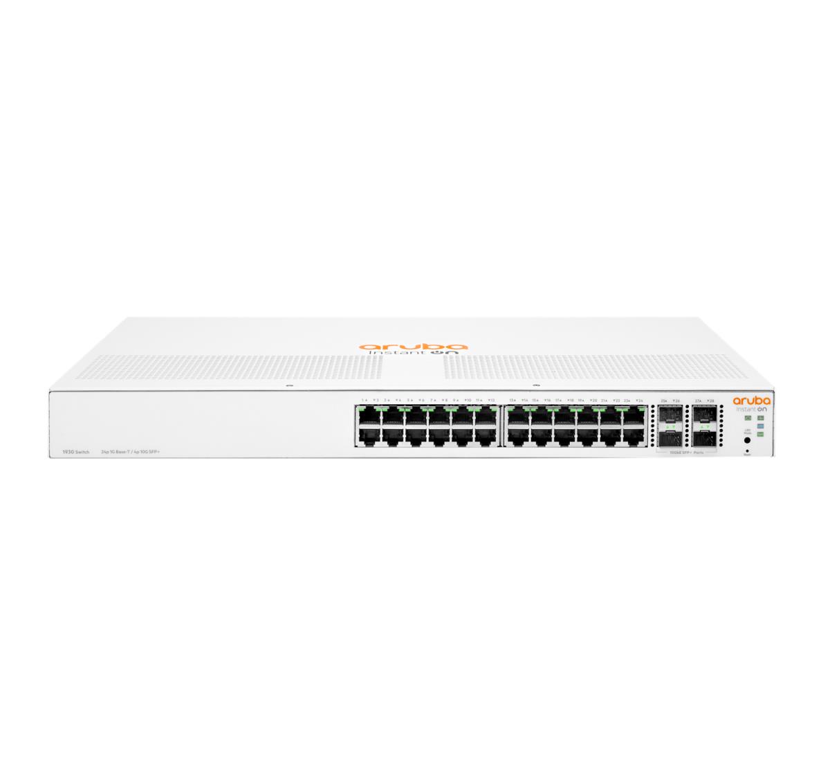 Aruba Instant On 1930 24G 4SFP/SFP+ Switch, 24 RJ-45 10/100/1000 ports, 4 SFP 1/10GbE ports