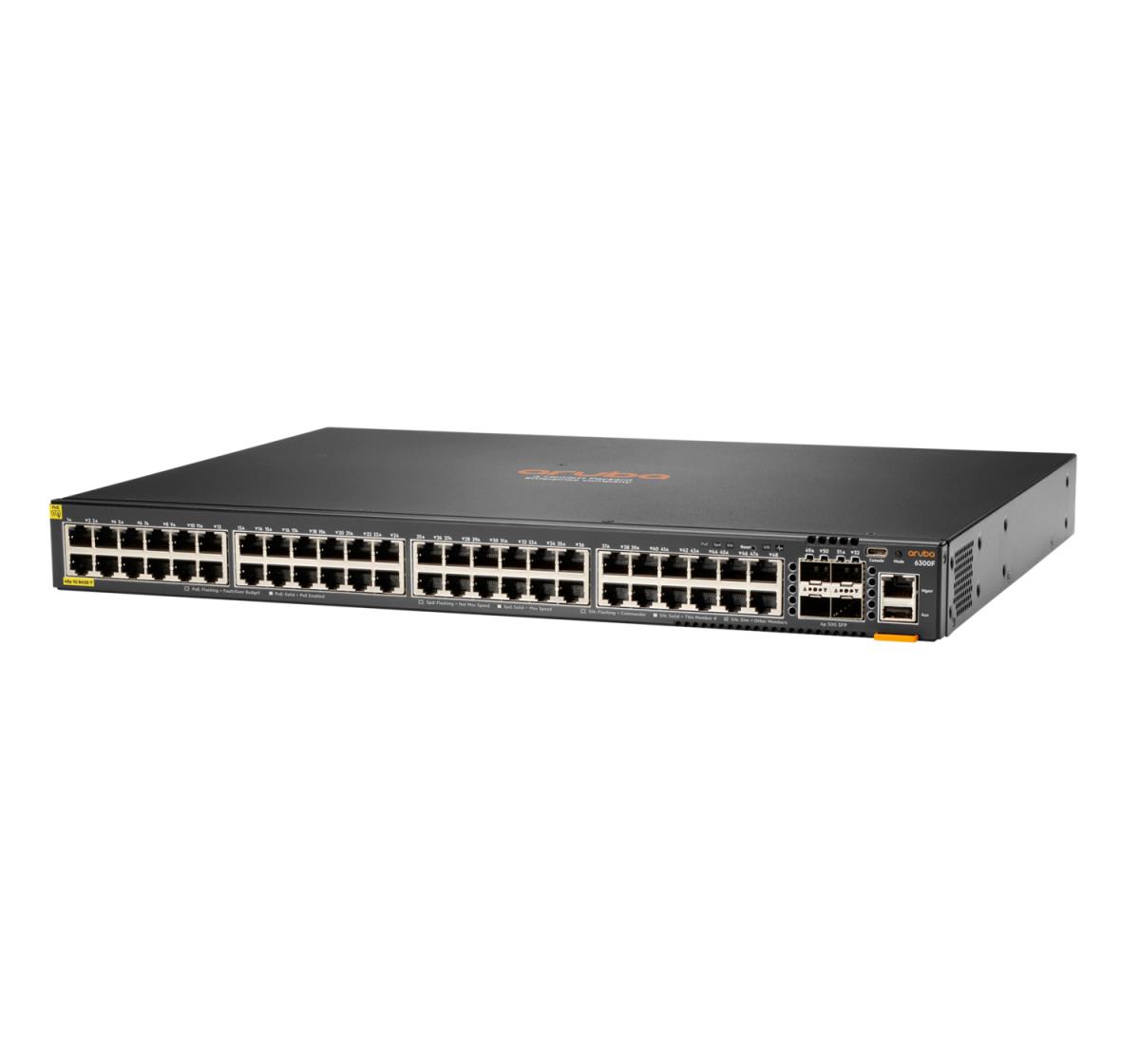 Aruba 6300F 48-port 1GbE Class 4 PoE and 4-port SFP56 Switch