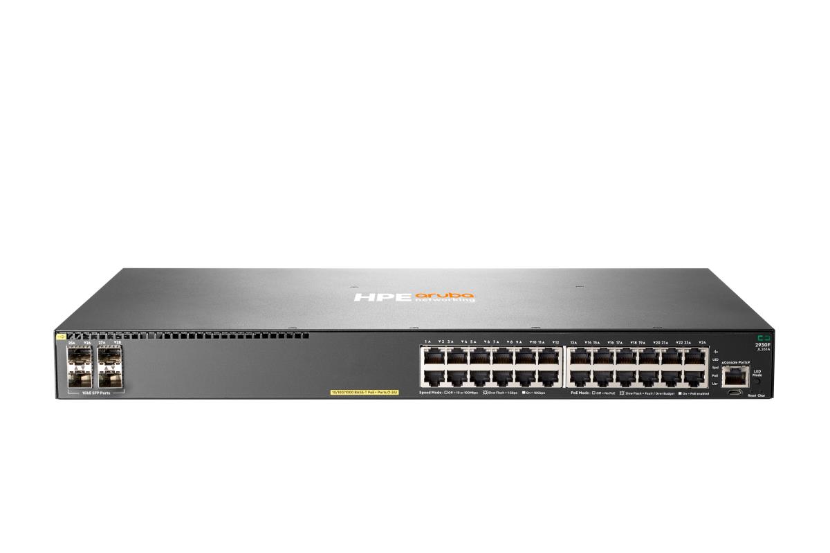 Aruba 2930F 24G PoE+ 4SFP Switch, (24) RJ-45 autosensing 10/100/1000 PoE+ ports