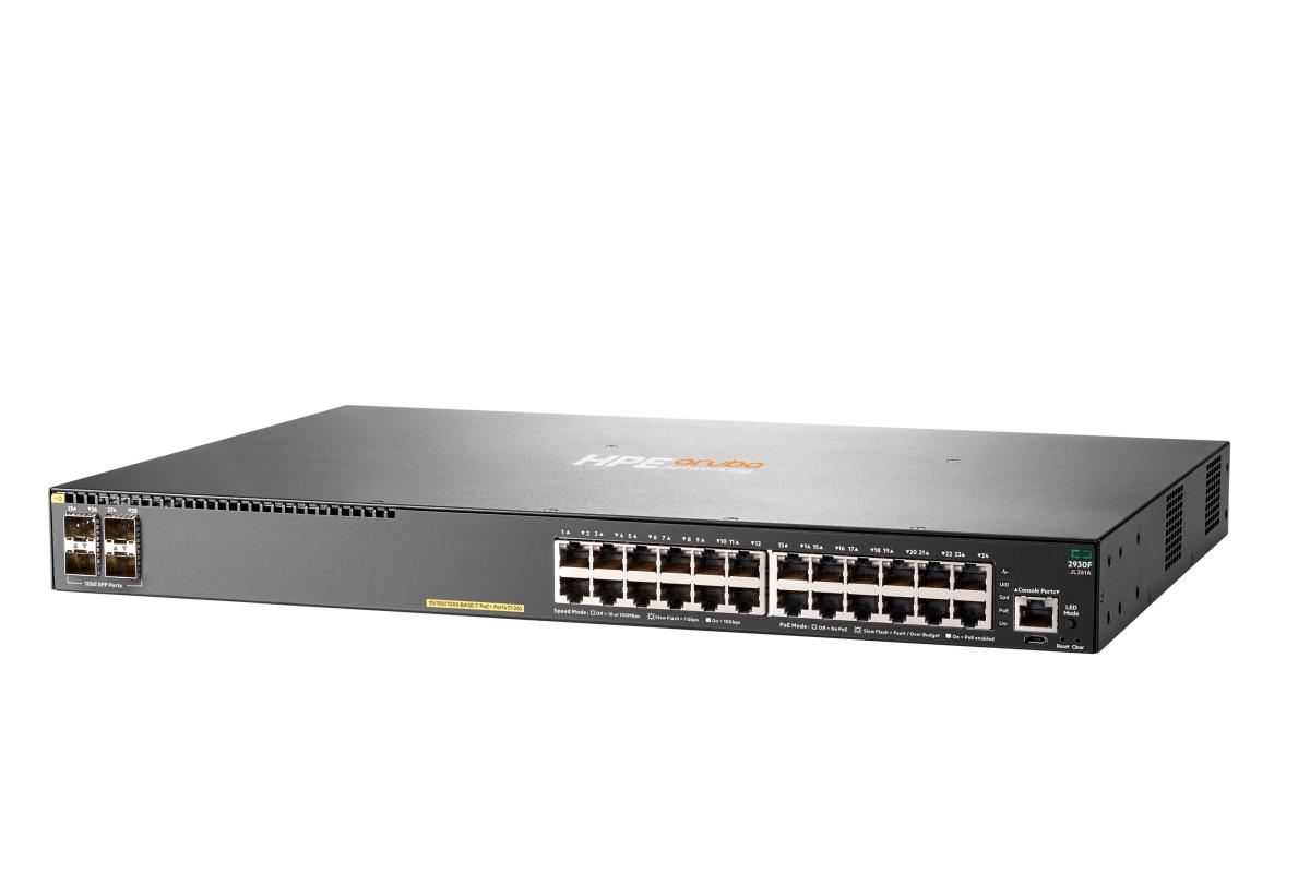 Aruba 2930F 24G PoE+ 4SFP Switch, (24) RJ-45 autosensing 10/100/1000 PoE+ ports